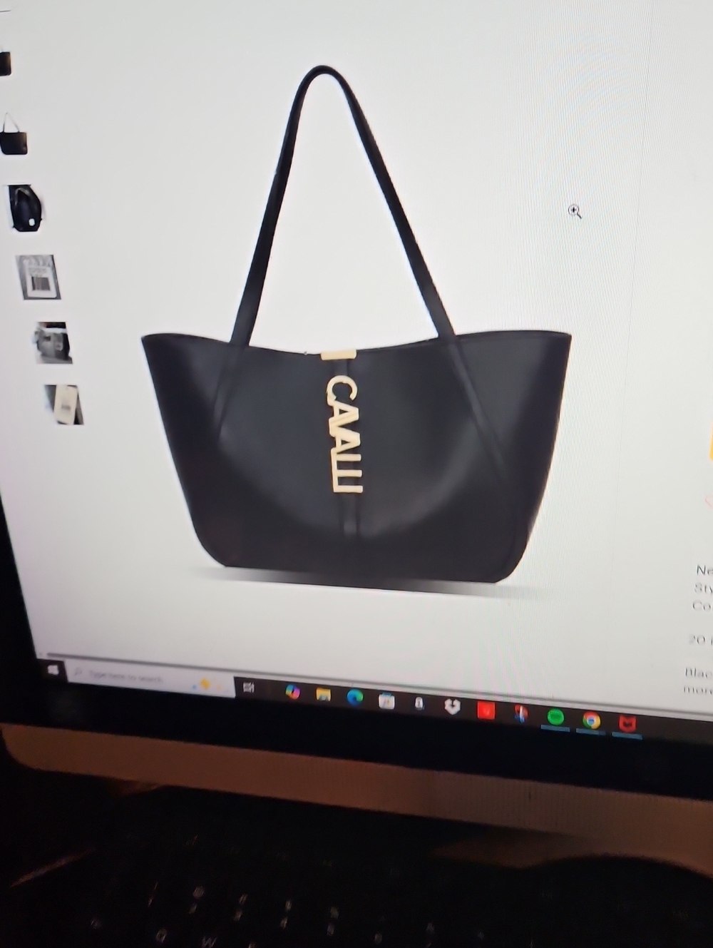 Cavalli CLASS SANDRA SHOPPER Black Logo Tote Bag